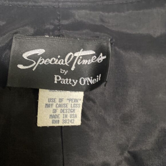 VTG Special Times By Patty O’Neil Black Velour Glitter Blazer & Skirt Sz 8 USA - Picture 4 of 11
